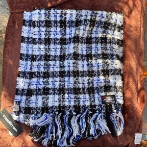 NWT Karl Lagerfeld Scarf with White, Black and Blue Strips